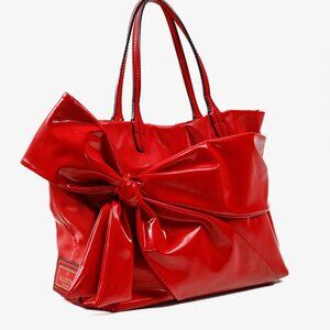 Valentino Red Patent Leather Lacca Bow Tote Shoulder Bag